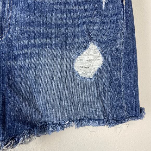 Paige Emilia Cut Off Denim Shorts Distressed Size 30 High Rise Stretchy Festival - Picture 3 of 7